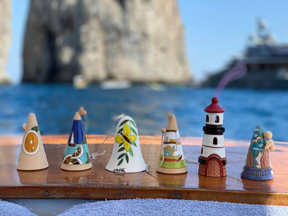 Capri's iconic blue and white porcelain bells